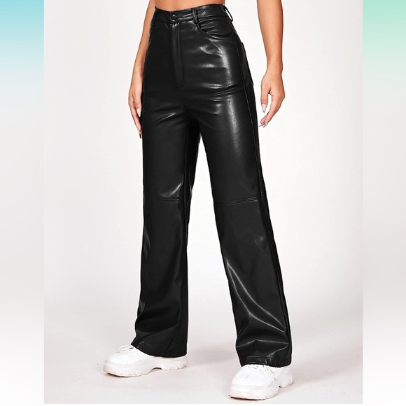 Leather Straight Leg Pants - Picture 3 of 3